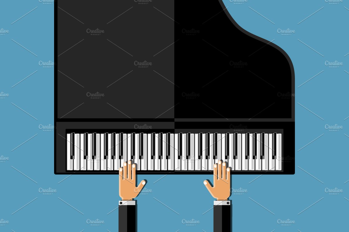 Hands playing the grand piano cover image.