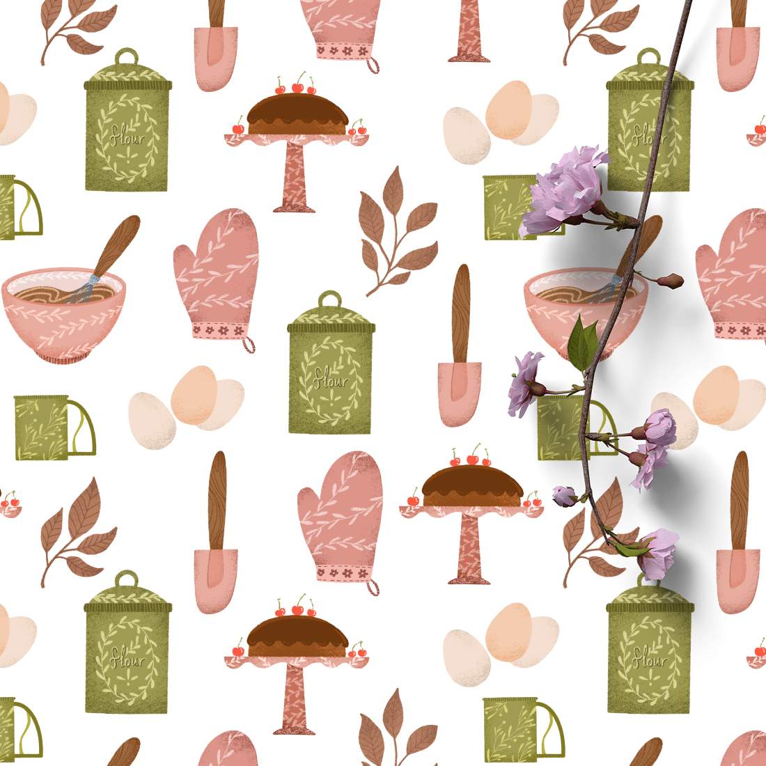Home baking seamless patterns preview image.