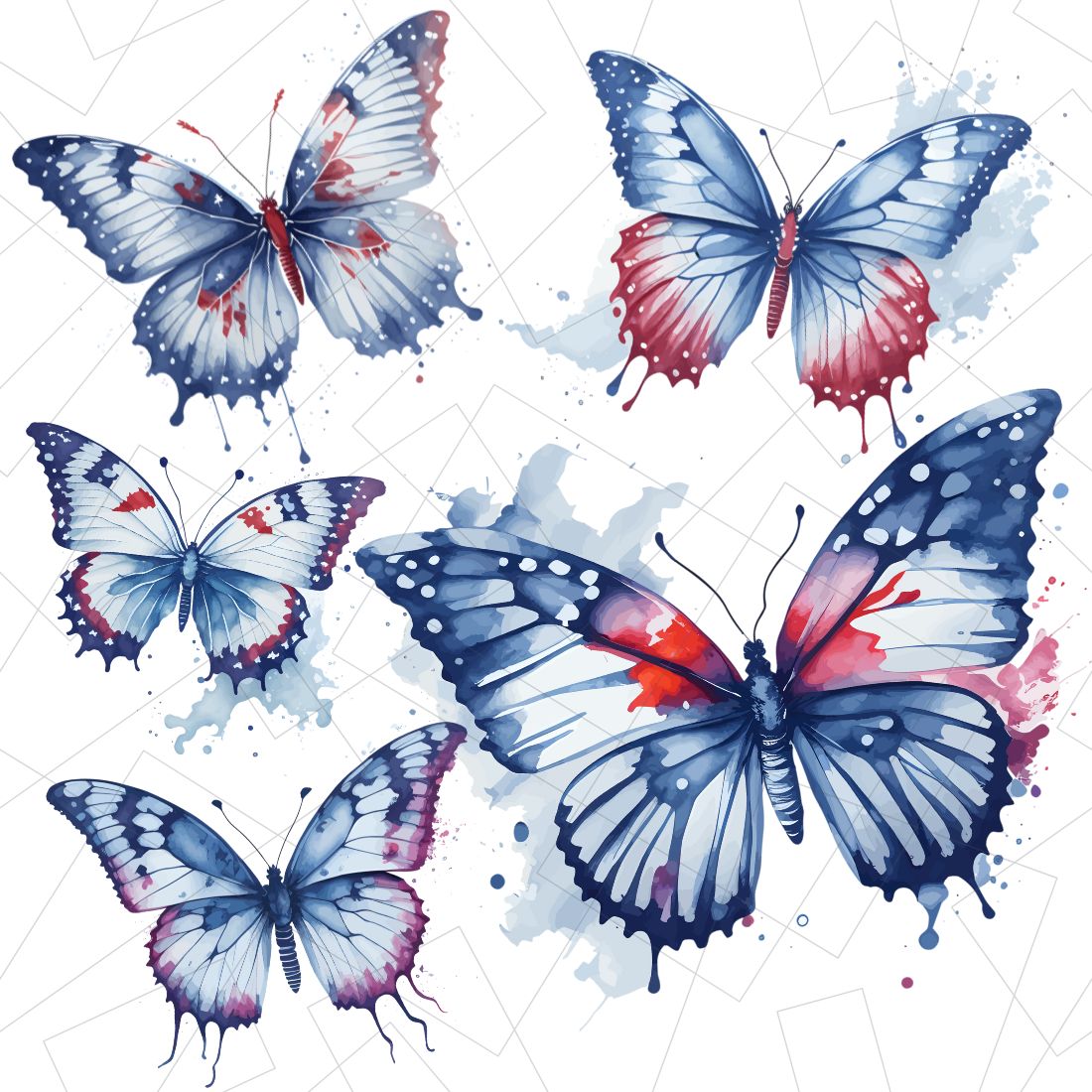 Butterfly 4th of July Sublimation Bundle preview image.