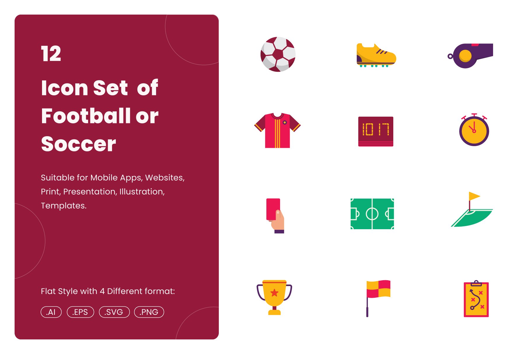 12 Most Common Football Color Icons cover image.