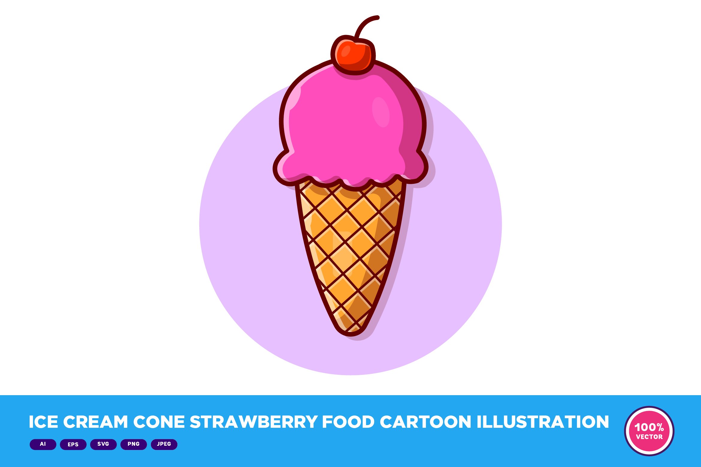 Ice Cream Cone Strawberry Food cover image.