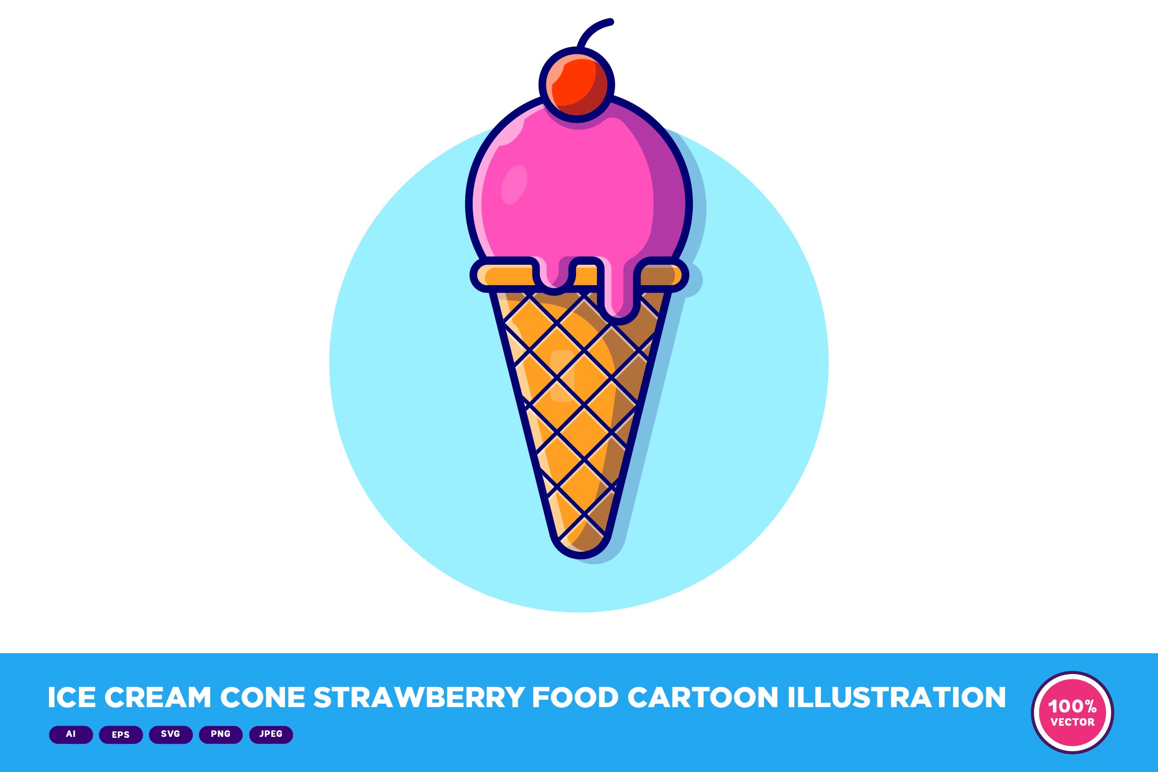 Ice Cream Cone Strawberry Food cover image.