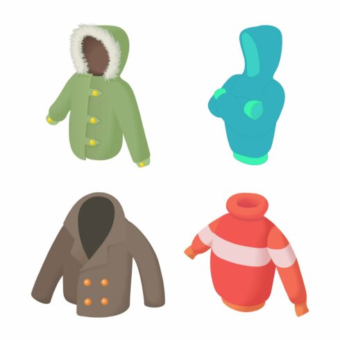 Winter clothes icon set cover image.