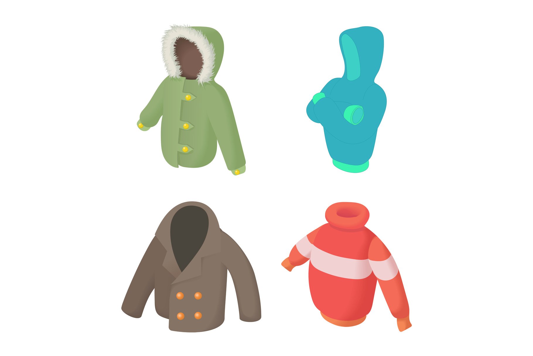 Winter clothes icon set cover image.