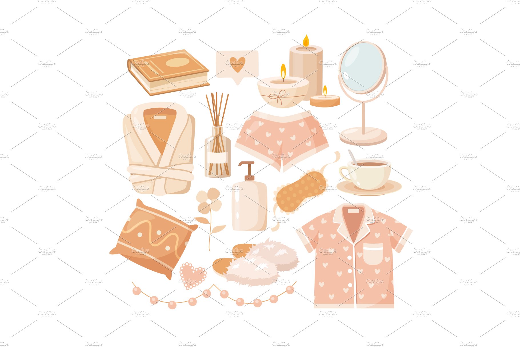 Collection of symbols for relax time cover image.