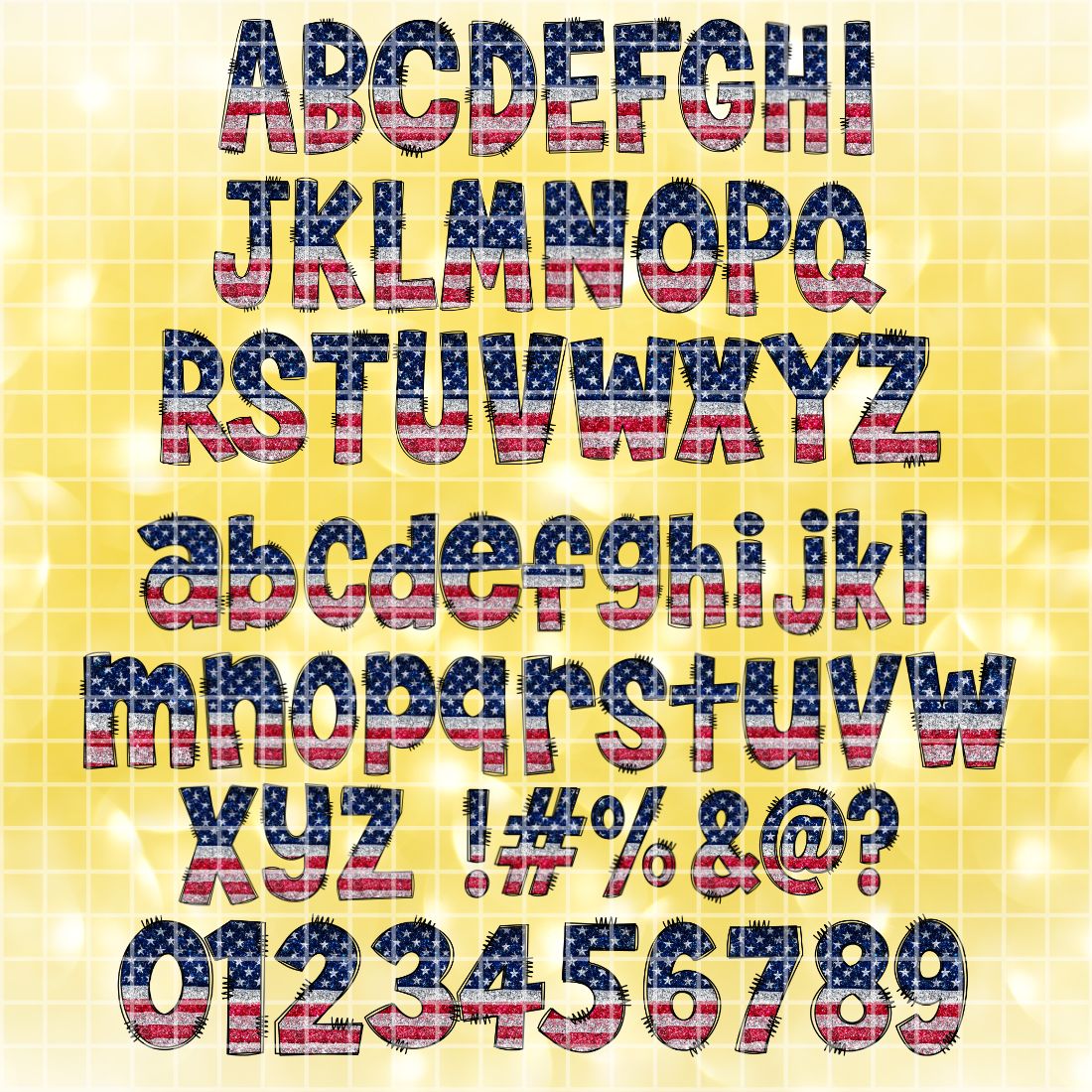 Patriotic Alphabets - 224 PNGs & 2 Seamless patterns preview image.