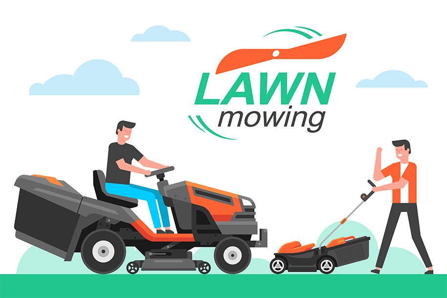 Man mowing the lawn cover image.