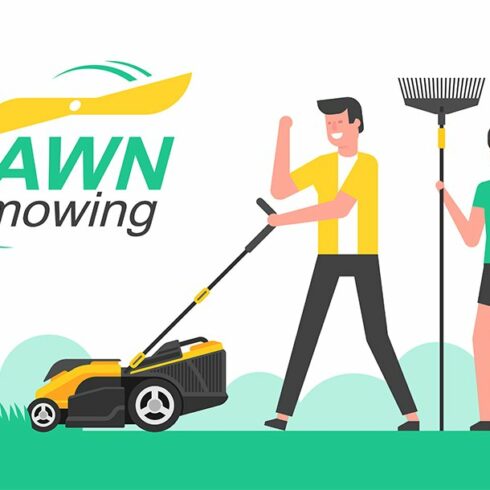 Man mowing the lawn cover image.