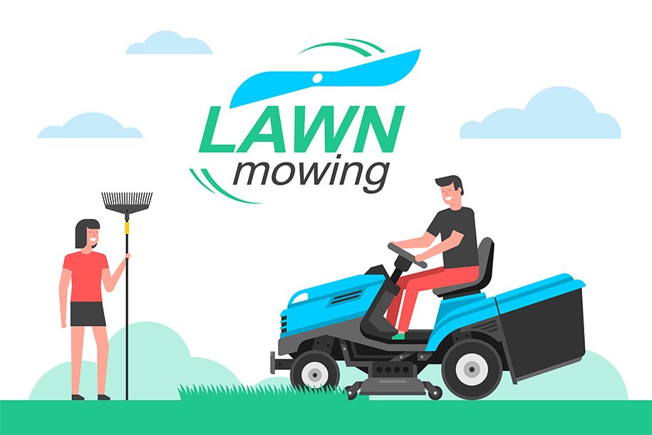 Man mowing the lawn cover image.