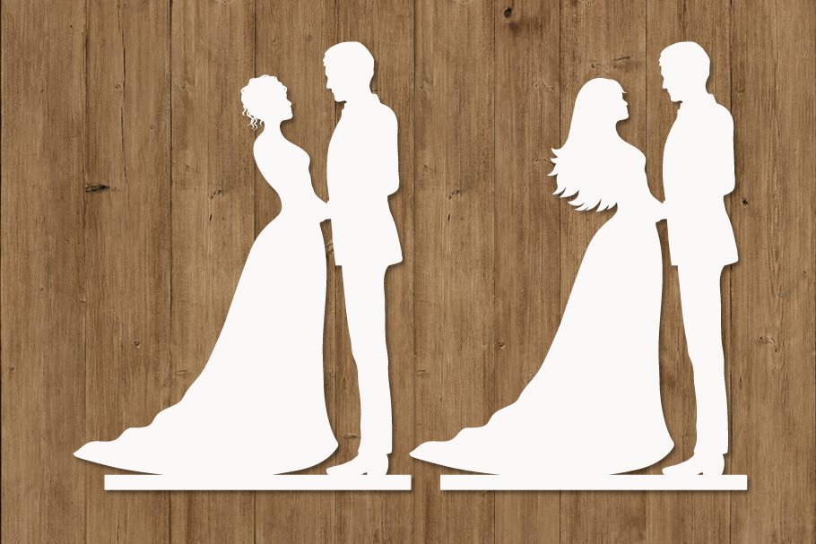 Bride and Groom SVG, Cake Topper. preview image.