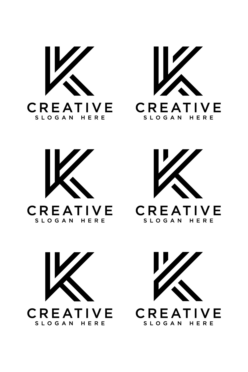set of letter k logo pinterest preview image.