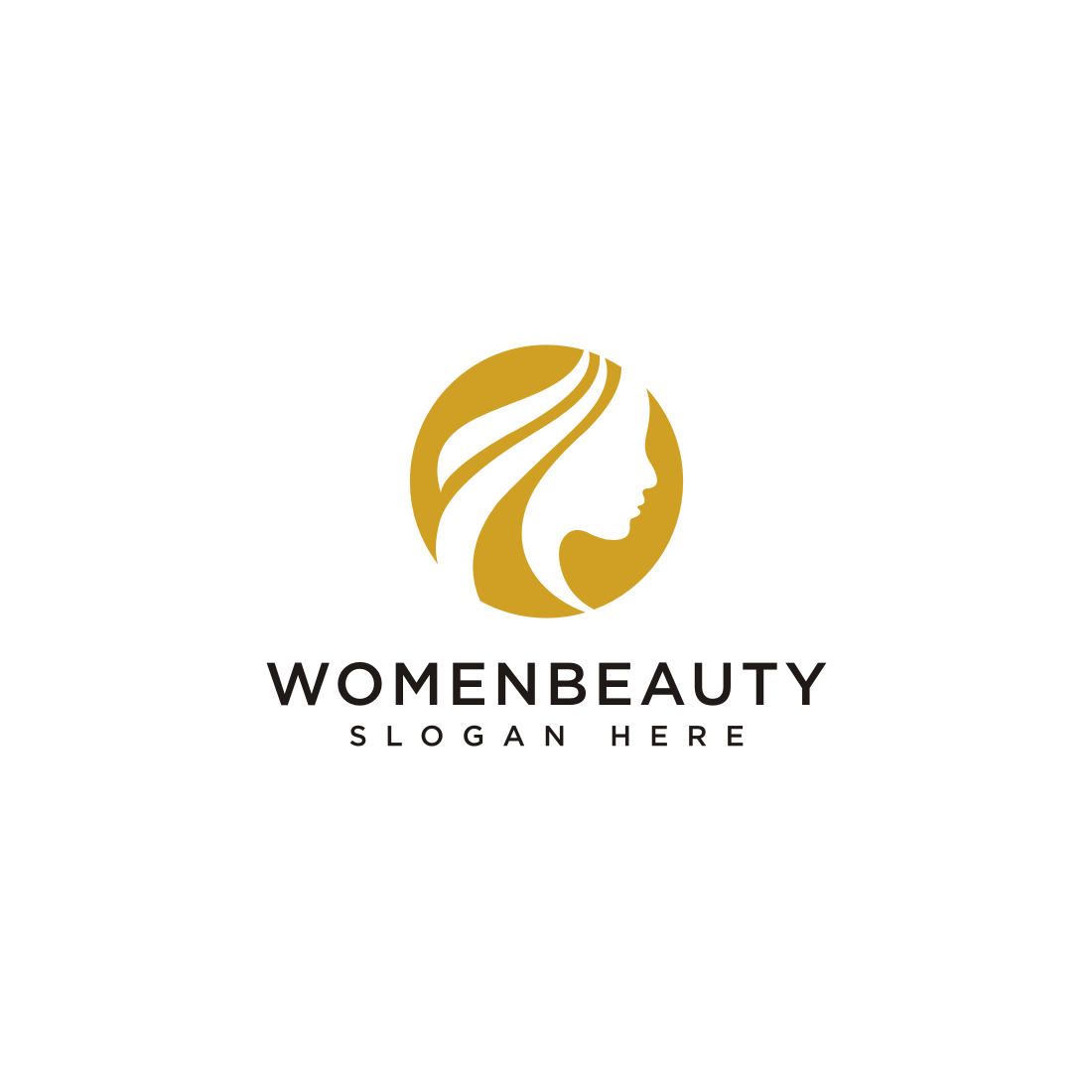 Letter m beauty women face logo design Royalty Free Vector