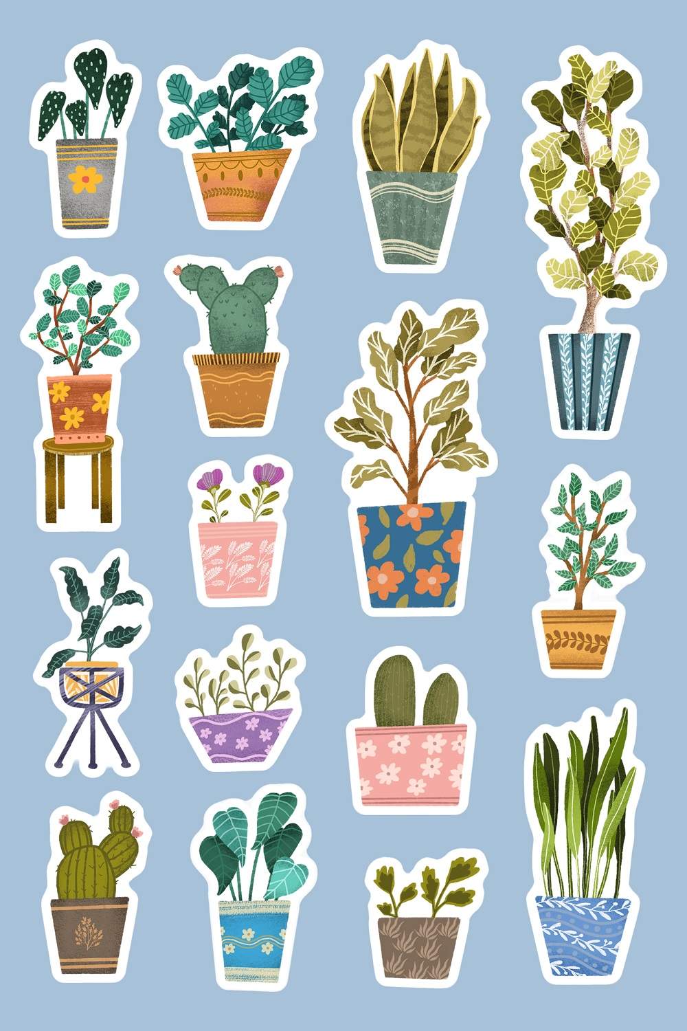 Houseplants sticker pack pinterest preview image.