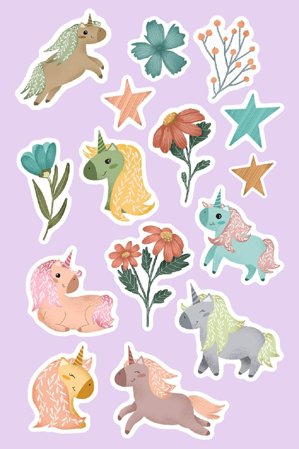 Unicorn sticker pack pinterest preview image.