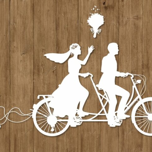Wedding Tandem Bike Bride and Groom cover image.