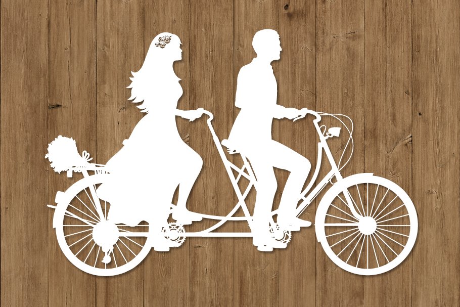 Wedding Tandem Bike Bride and Groom preview image.