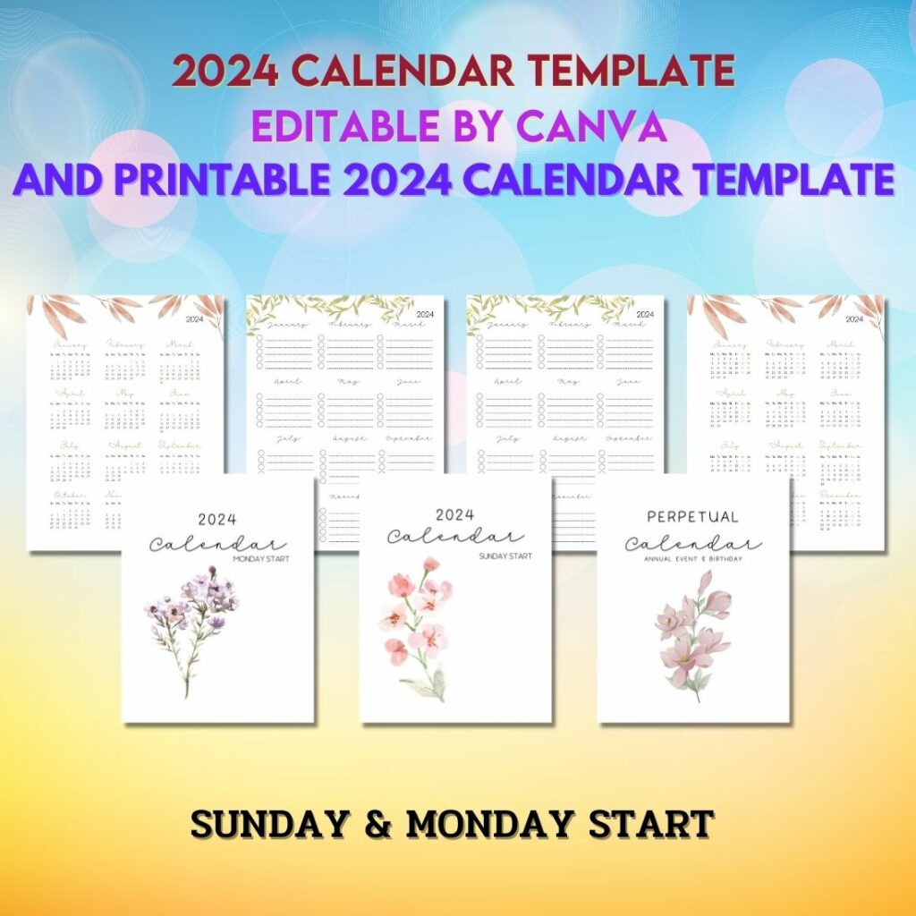 2024 Calendar Template Editable by Canva - MasterBundles