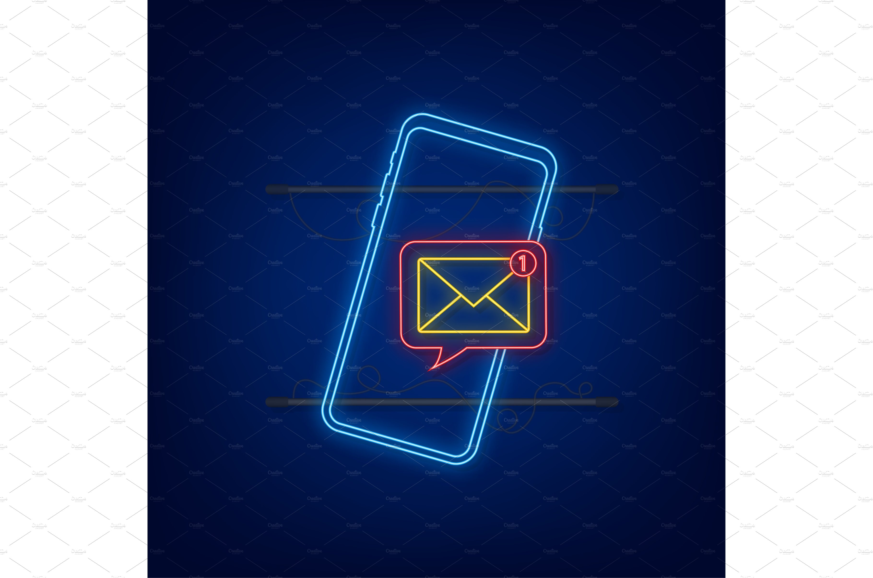 Email notification concept. Neon cover image.