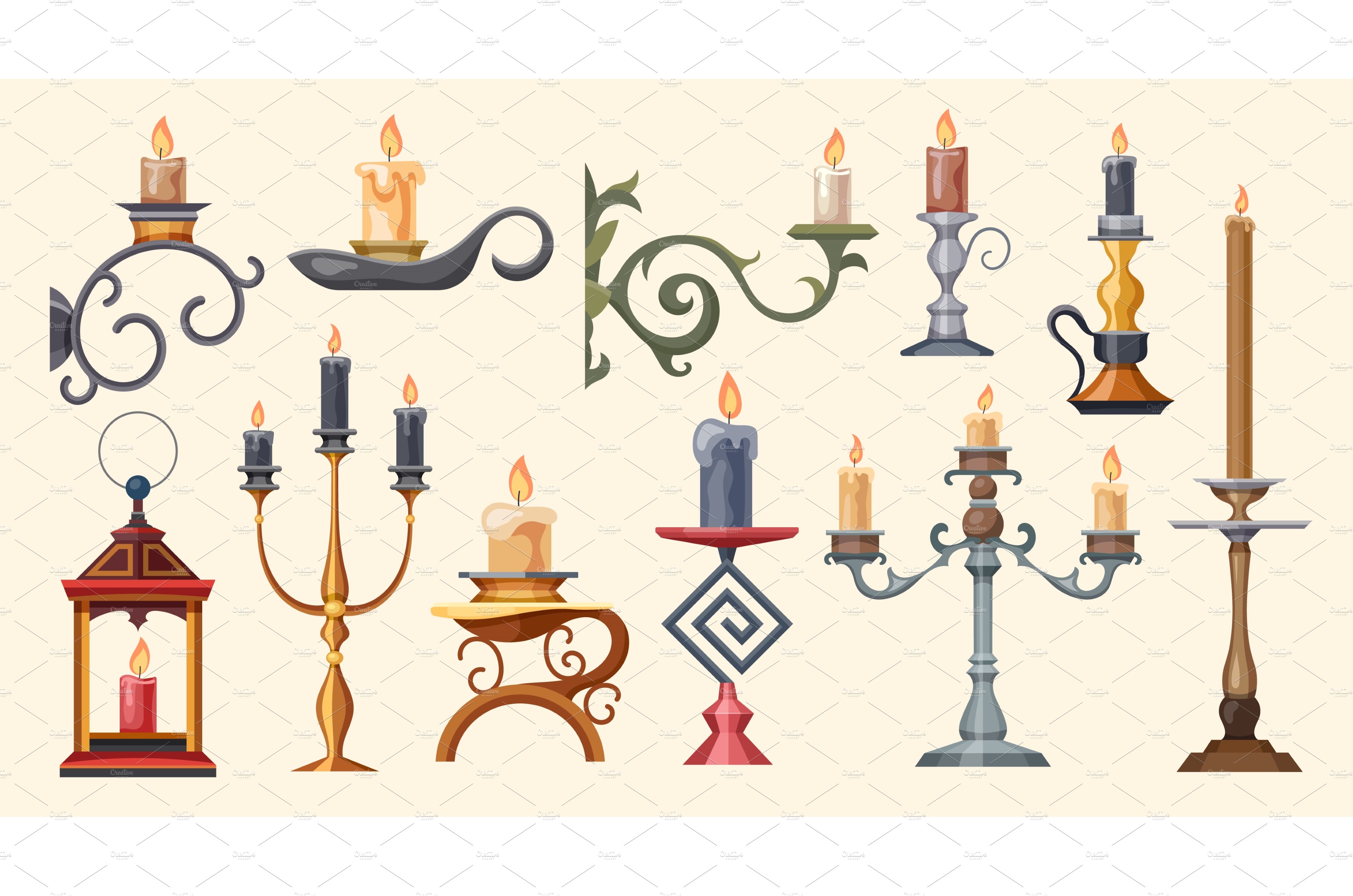 Candlesticks, candle holders and cover image.