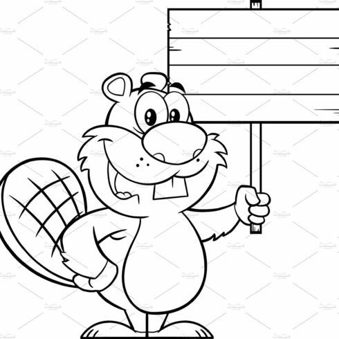 Outlined Cute Beaver Character cover image.