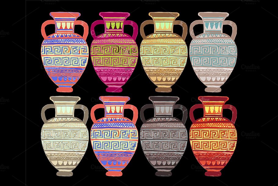 A set of ancient amphorae. preview image.