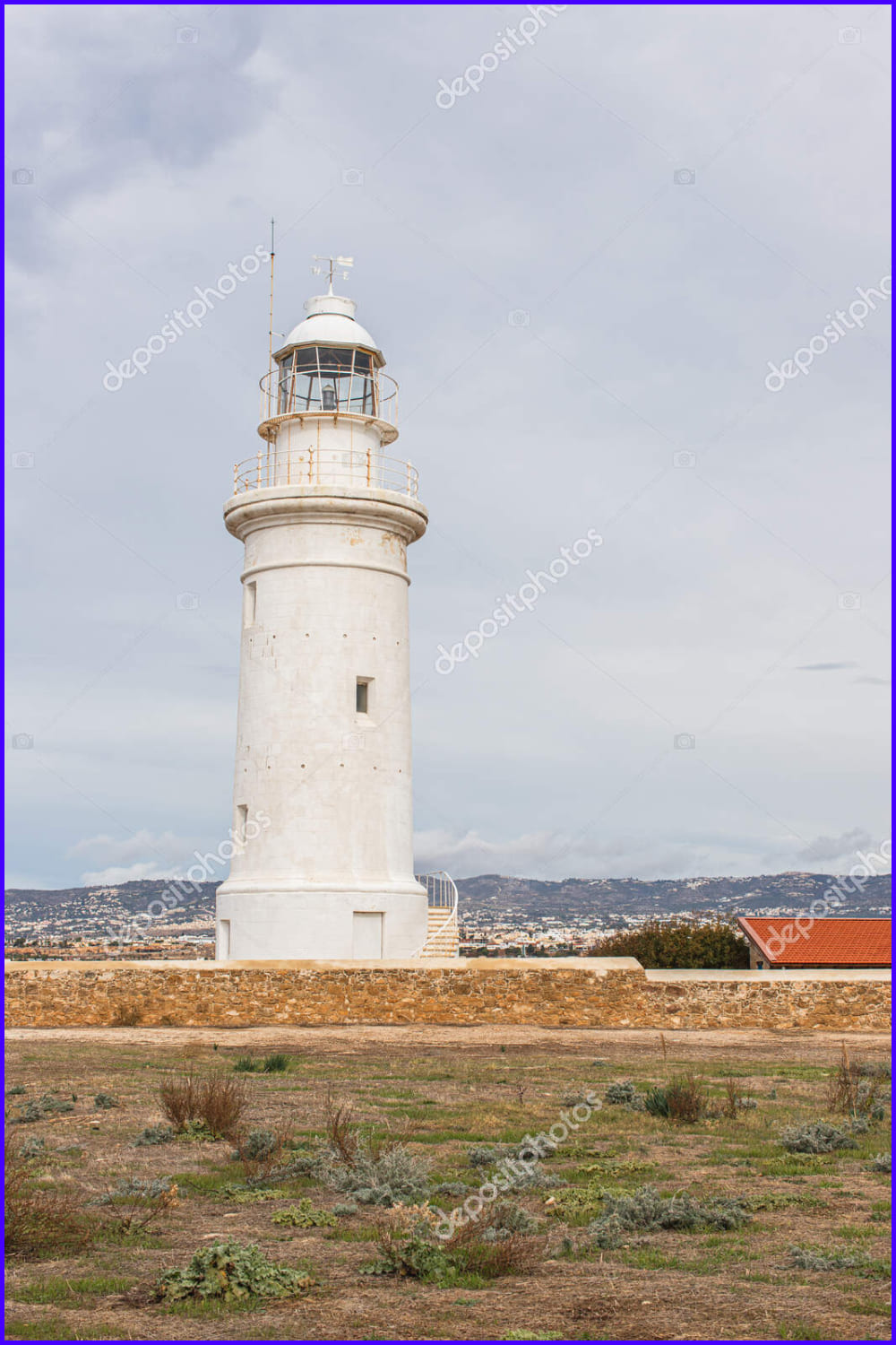 White and old lighthouse in Cyprus.