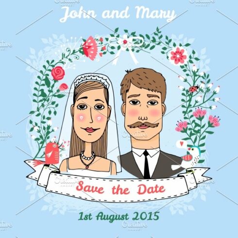 Save the date wedding invitation cover image.