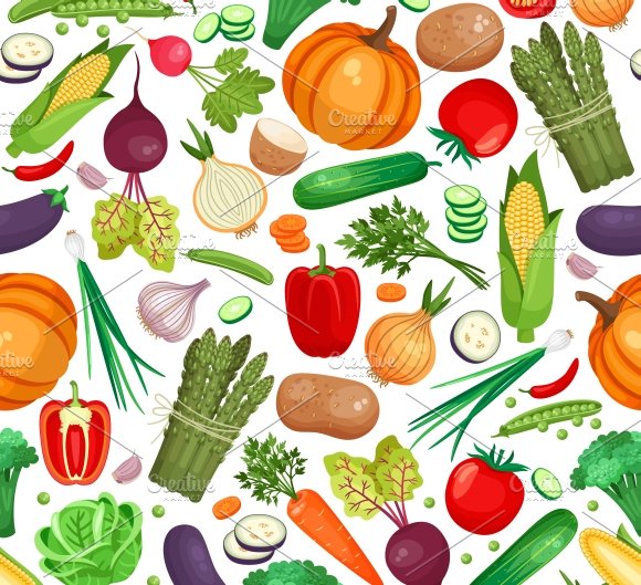 Vegetable organic food seamless back cover image.
