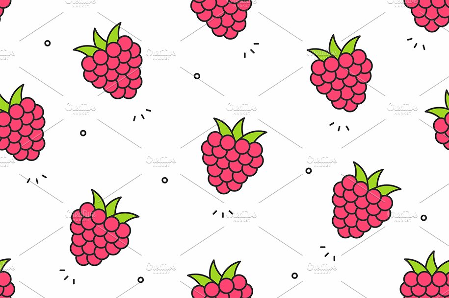 Raspberries patterns preview image.