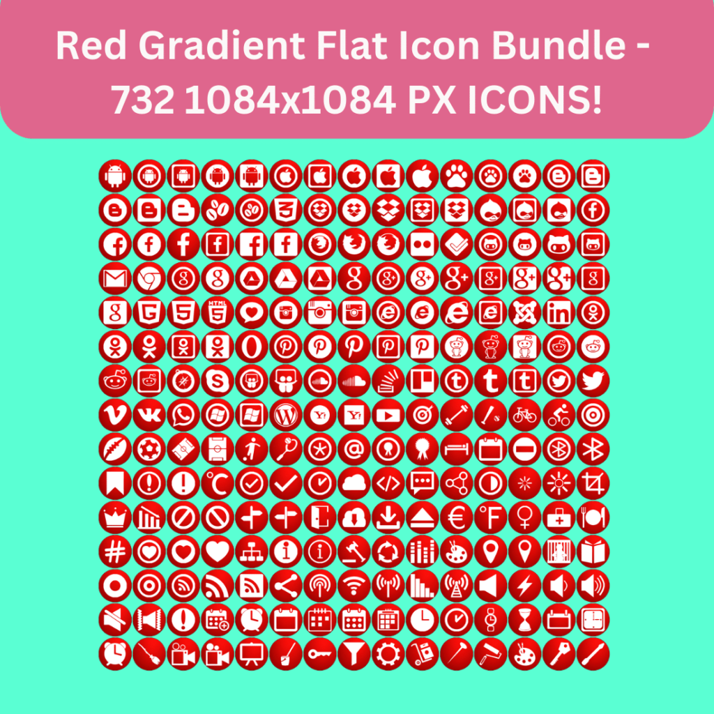 RED GRADIENT ICON PACK - MasterBundles
