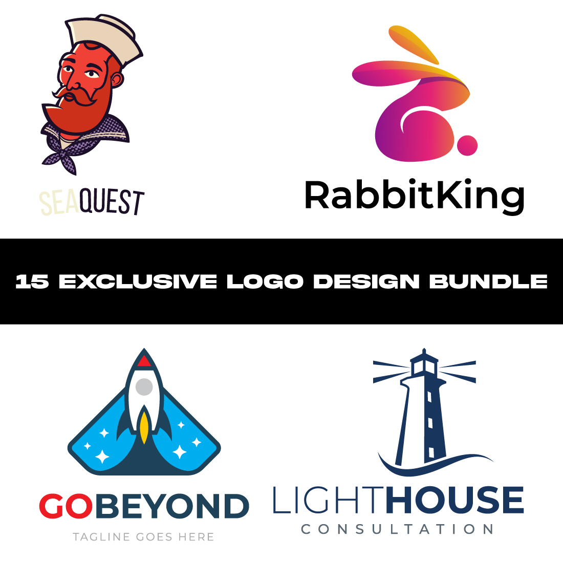 15 Exclusive Logo Design Bundle cover image.