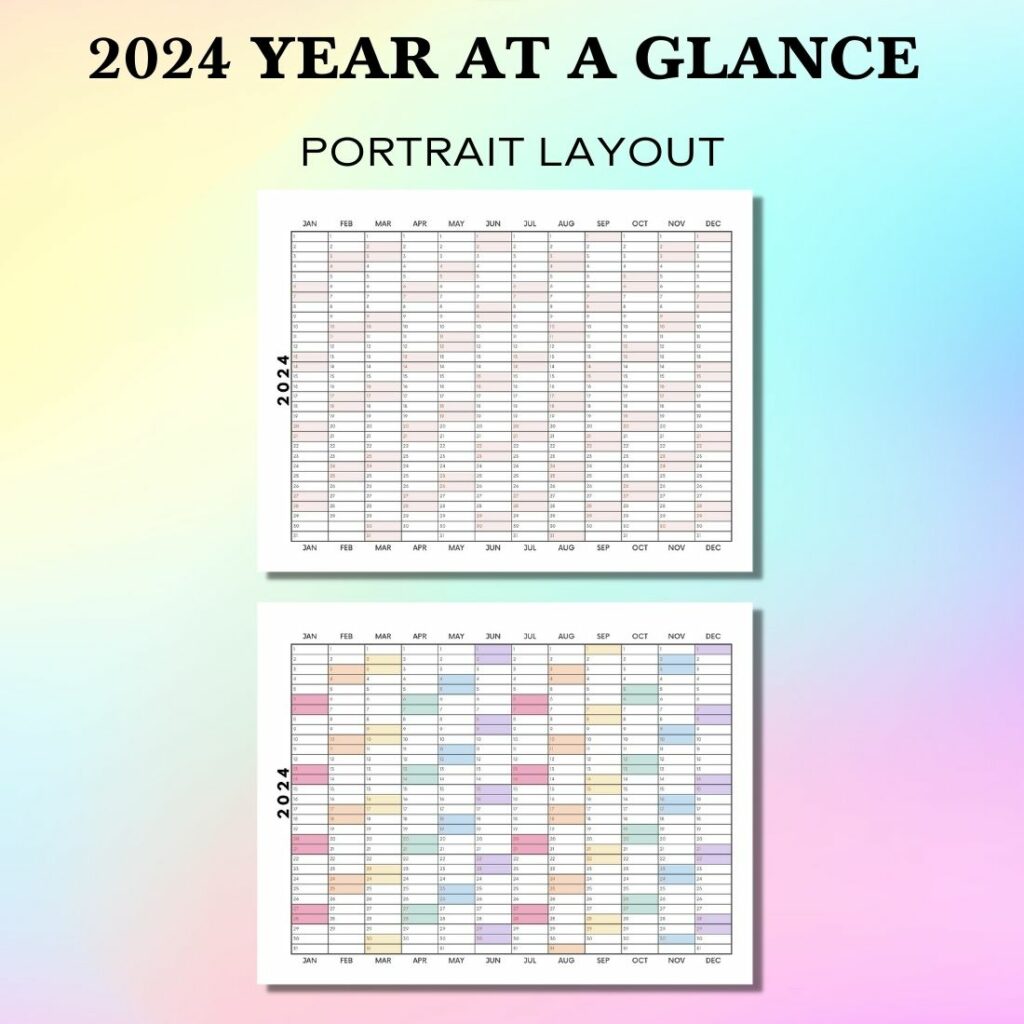 2024 Year at a Glance Printable - MasterBundles