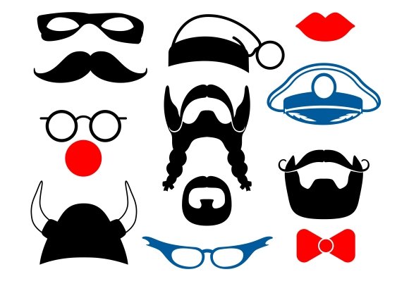 False mustaches, masks and hats cover image.