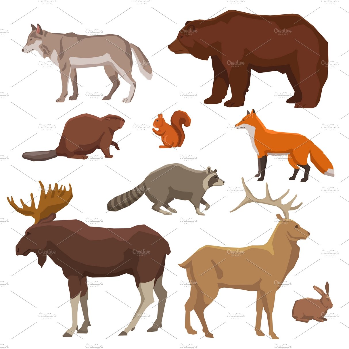 Wild animal painted icon set cover image.