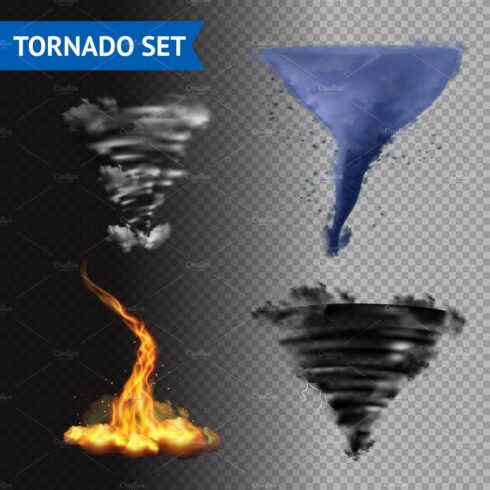 Set of 4 different tornados cover image.