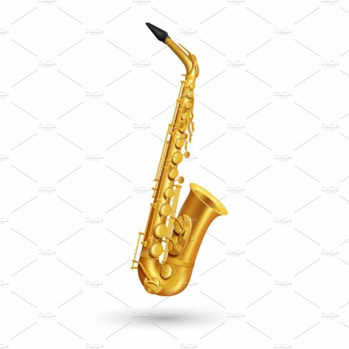 Golden saxophone Illustration cover image.