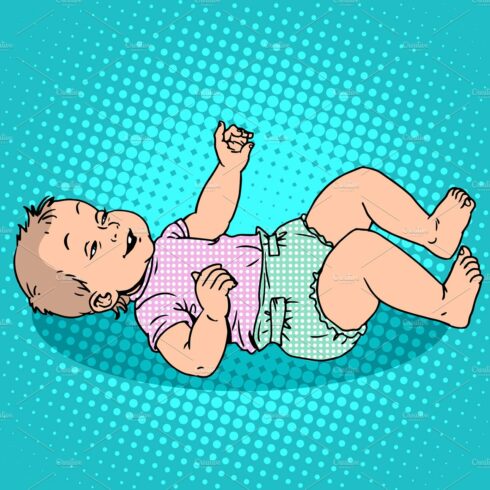 Joyful kid in the diaper cover image.