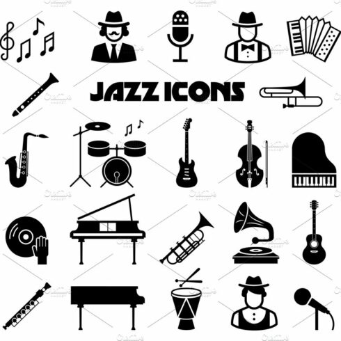 Jazz vector icon set cover image.