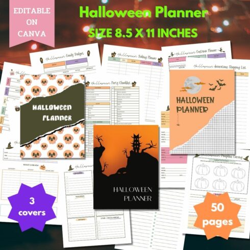 Halloween Planner Editably on Canva cover image.