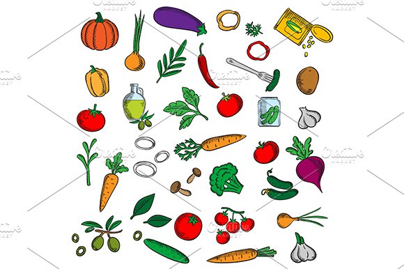 Vegetables and vegetarian condiments cover image.