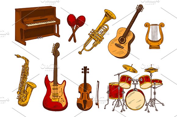 Orchestra musical instruments cover image.