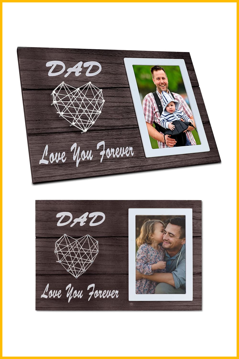 Photo frame collage with photos of fathers with children.