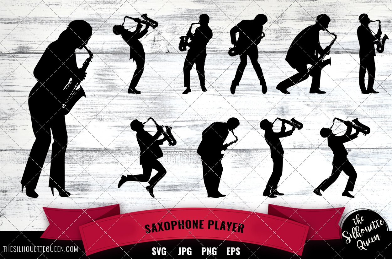 Saxophone Player  Silhouette vector cover image.