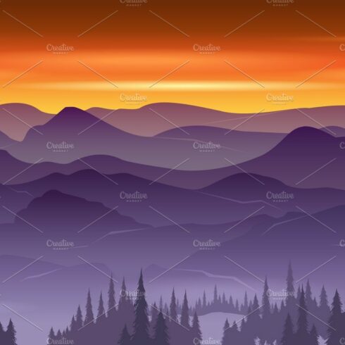Mountains seamless background vector cover image.