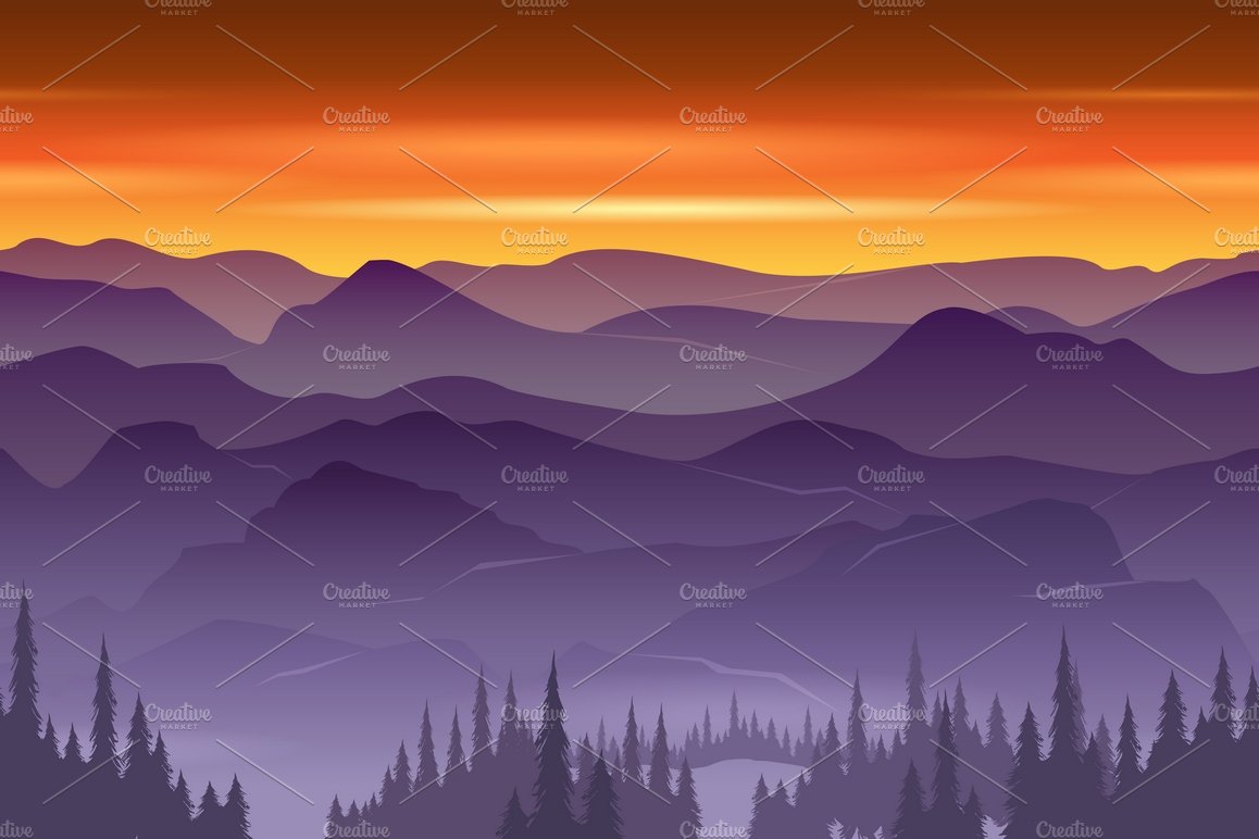 Mountains seamless background vector cover image.