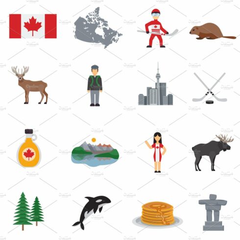 Canada flat icons set cover image.