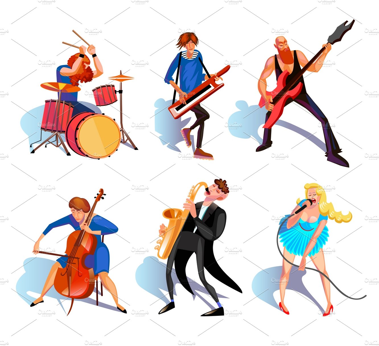 Musicians cartoon set cover image.