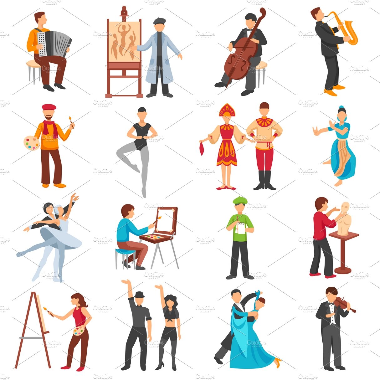 Artist people icons set cover image.