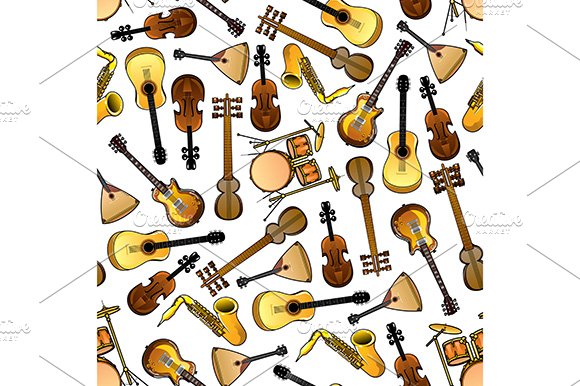 Musical instruments pattern cover image.