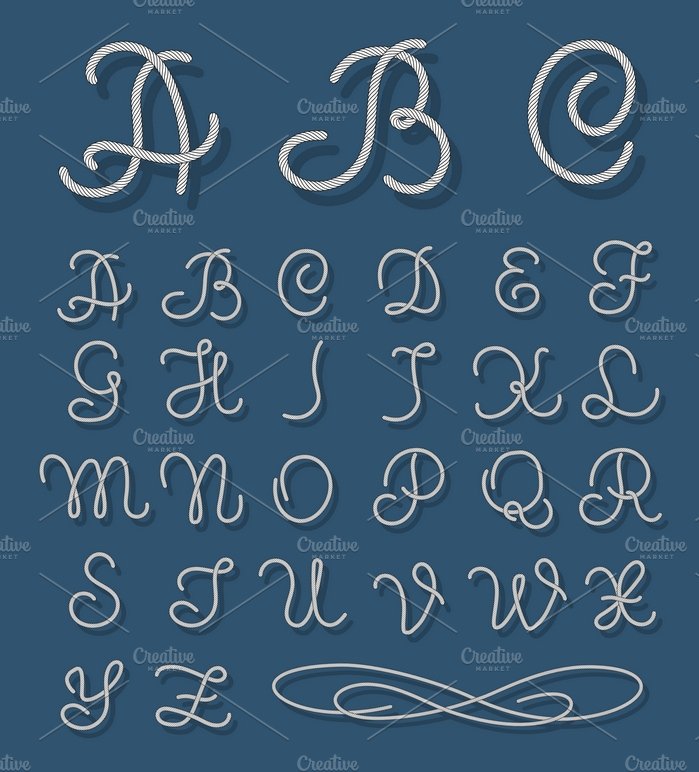 Nautical alphabet ropes letters cover image.